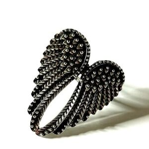 Dark Silver Tone Angel Winged Ring